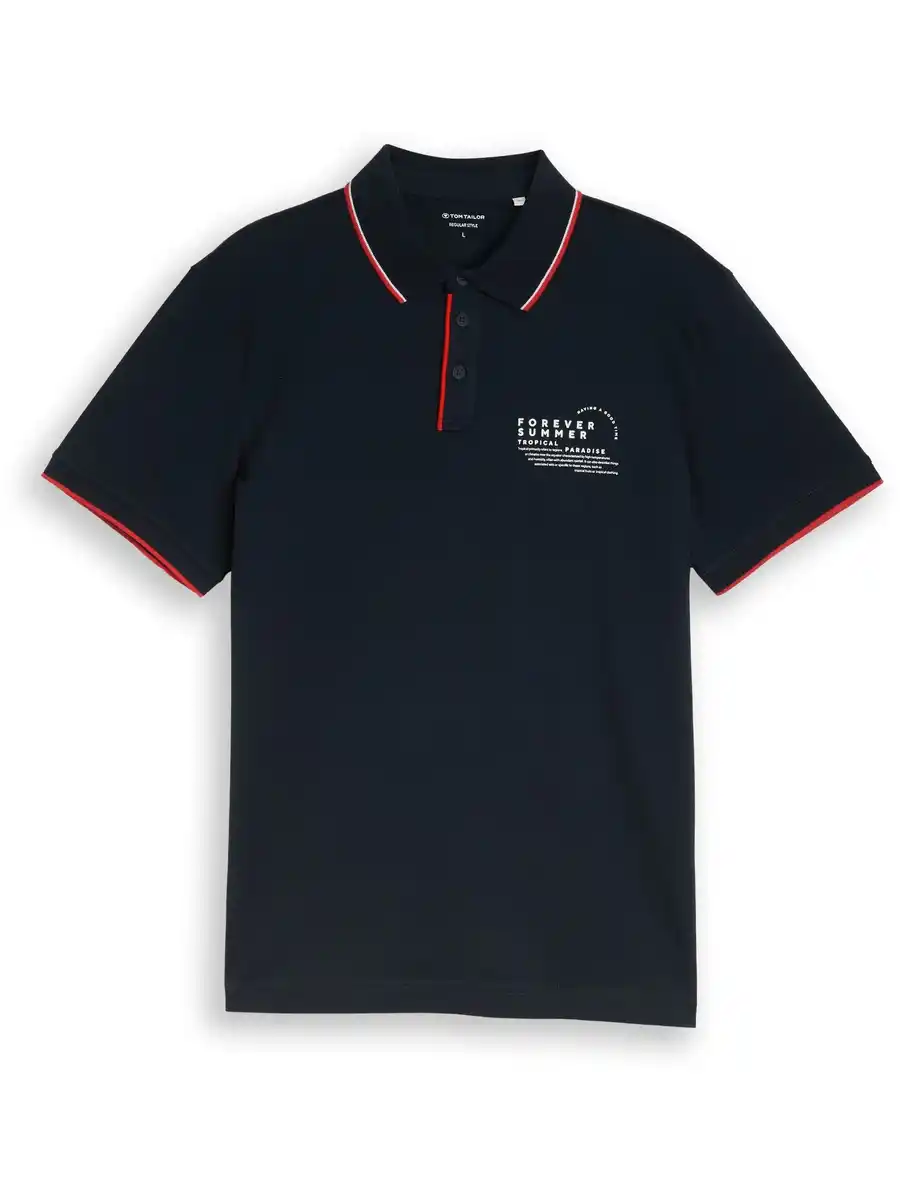 Bild 3 von Herren Poloshirt mit Schriftzug-Print Blau