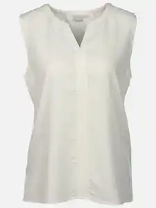 Damen Top mit Serafino-Ausschnitt Weiß