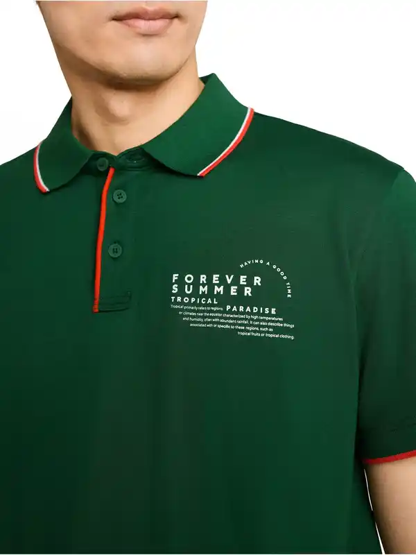 Bild 2 von Herren Poloshirt mit Schriftzug-Print Grün