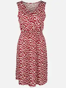 Damen Jersey Kleid Ärmellos Rot