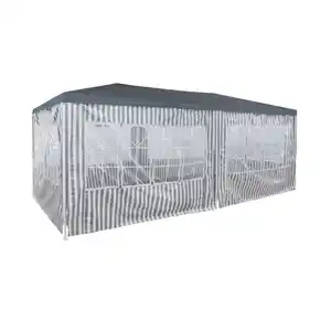 Pavillon grau/weiß gestreift 295 x 590 cm