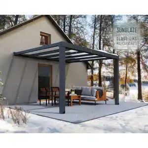 Palram-Canopia Terrassenüberdachung 'Stockholm' anthrazit  330,5 x 370 cm Polycarbonat klar