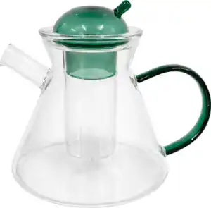 Dekorieren & Einrichten Teekanne aus Glas, transparent/grün (1.000 ml), 1 St
