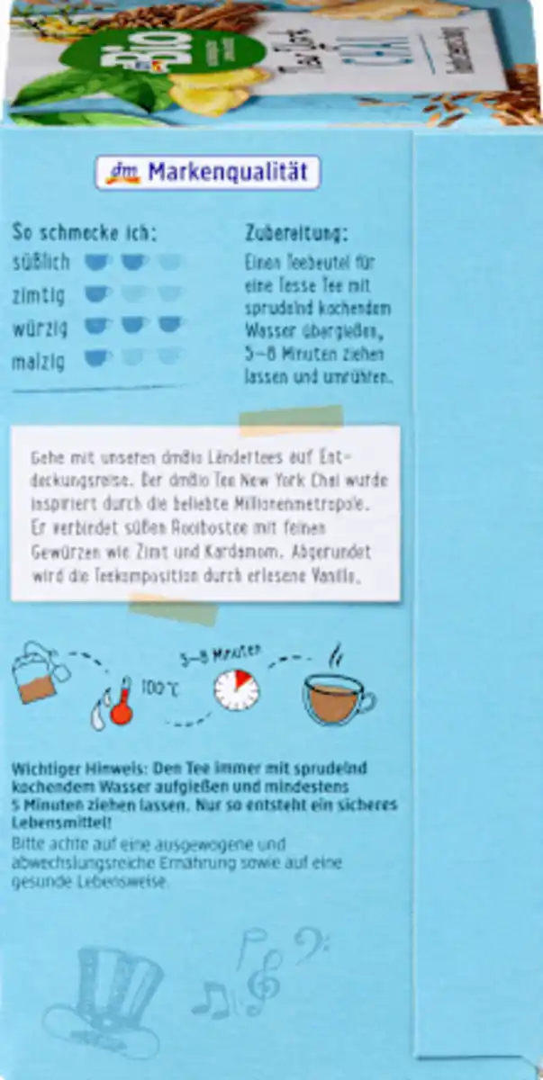 Bild 3 von dmBio Rooibostee New York Chai (20 Beutel), 40 g