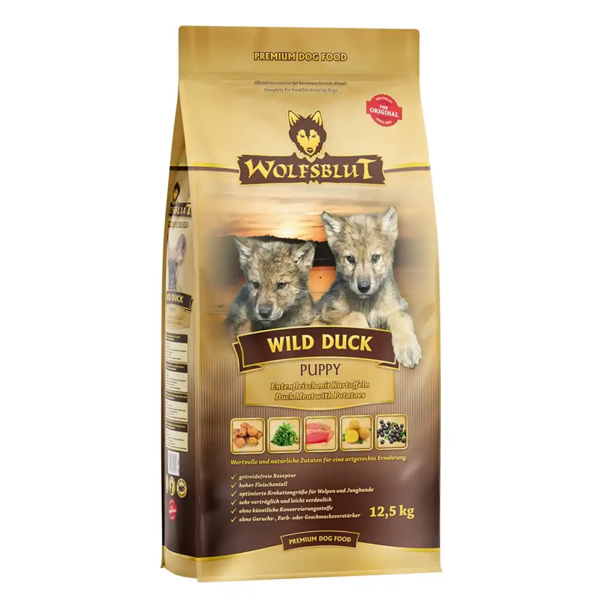 Bild 1 von Wolfsblut Wild Duck Puppy Hundetrockenfutter Junior getreidefrei 12,5 kg Ente