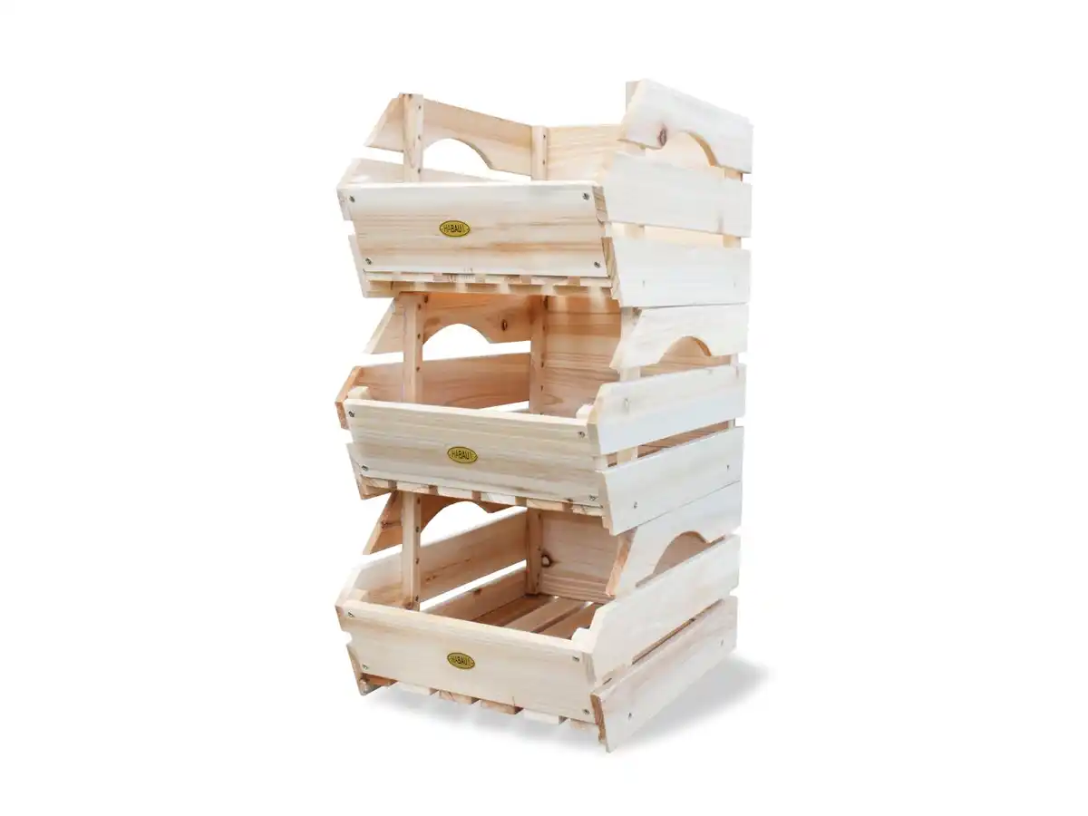 Bild 4 von HABAU Holzkiste 3er-Set, 27x38x20 cm, naturbelassen, stapelbar, Kiefer Massivholz