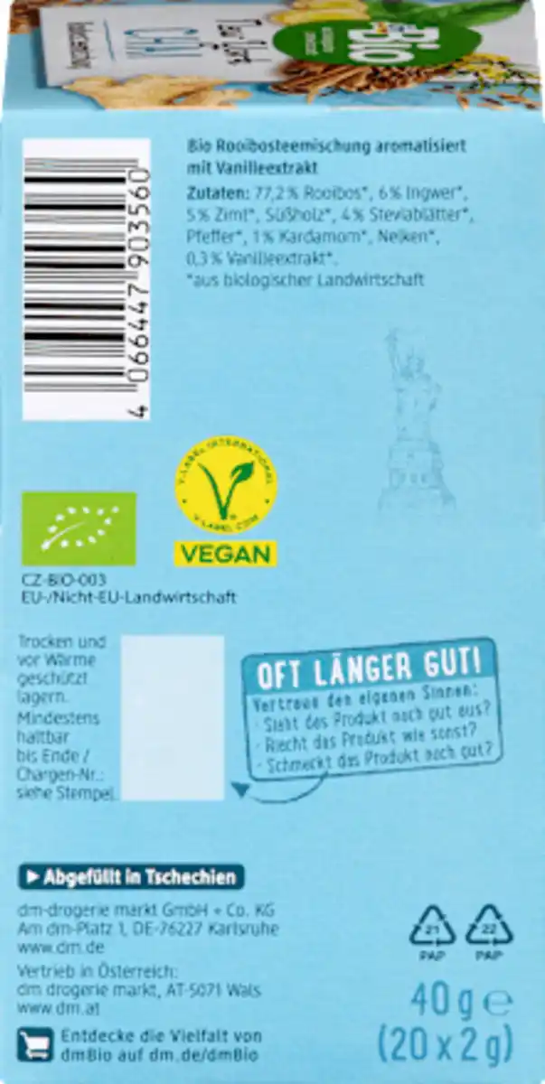 Bild 4 von dmBio Rooibostee New York Chai (20 Beutel), 40 g