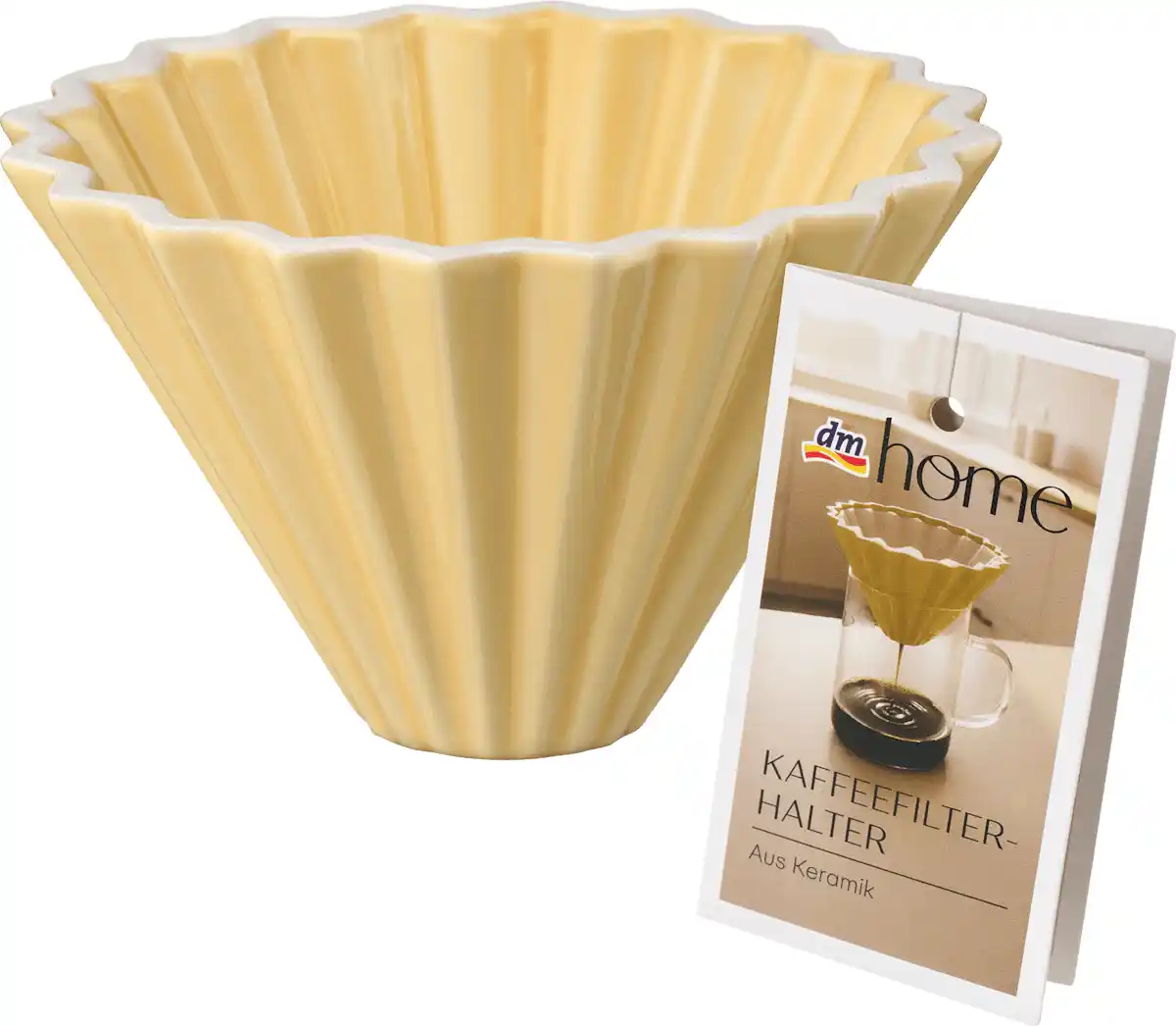 Bild 1 von dm home Kaffeefilterhalter aus Keramik, gelb (11,5x8 cm), 1 St