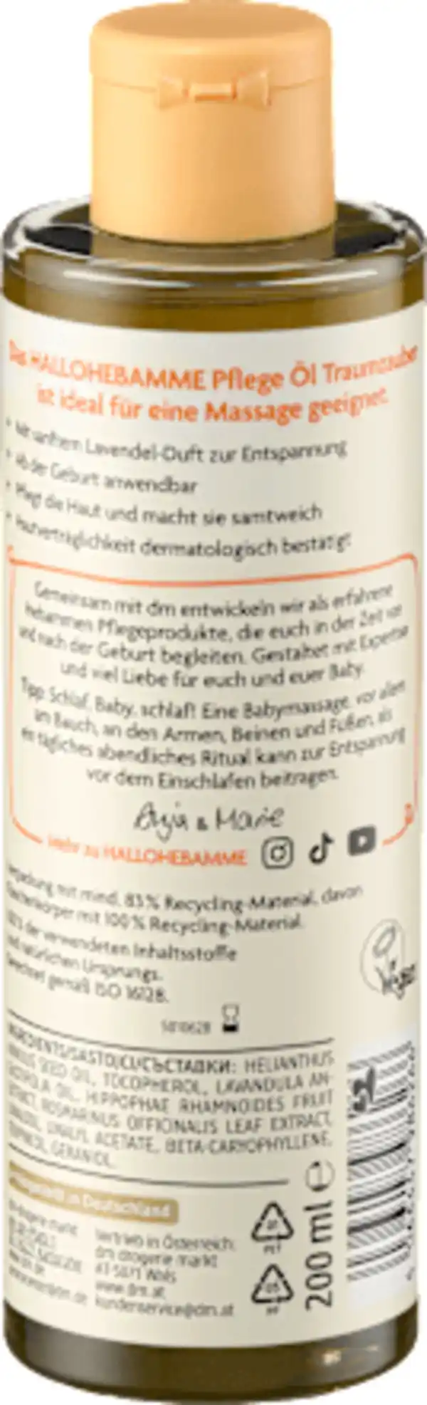 Bild 2 von HALLOHEBAMME Baby Pflegeöl Traumzauber, 200 ml