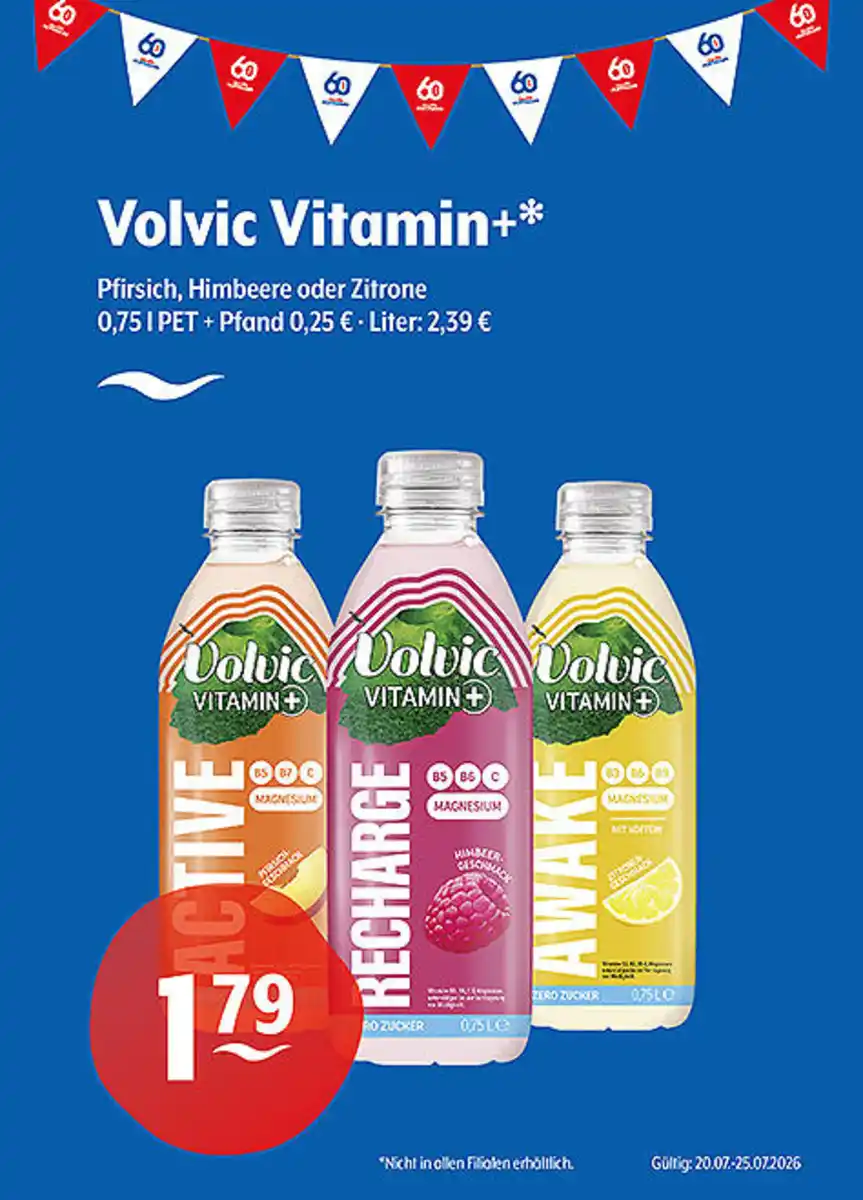 Bild 1 von Volvic VITAMIN+* Pfirsich, Himbeere oder Zitrone