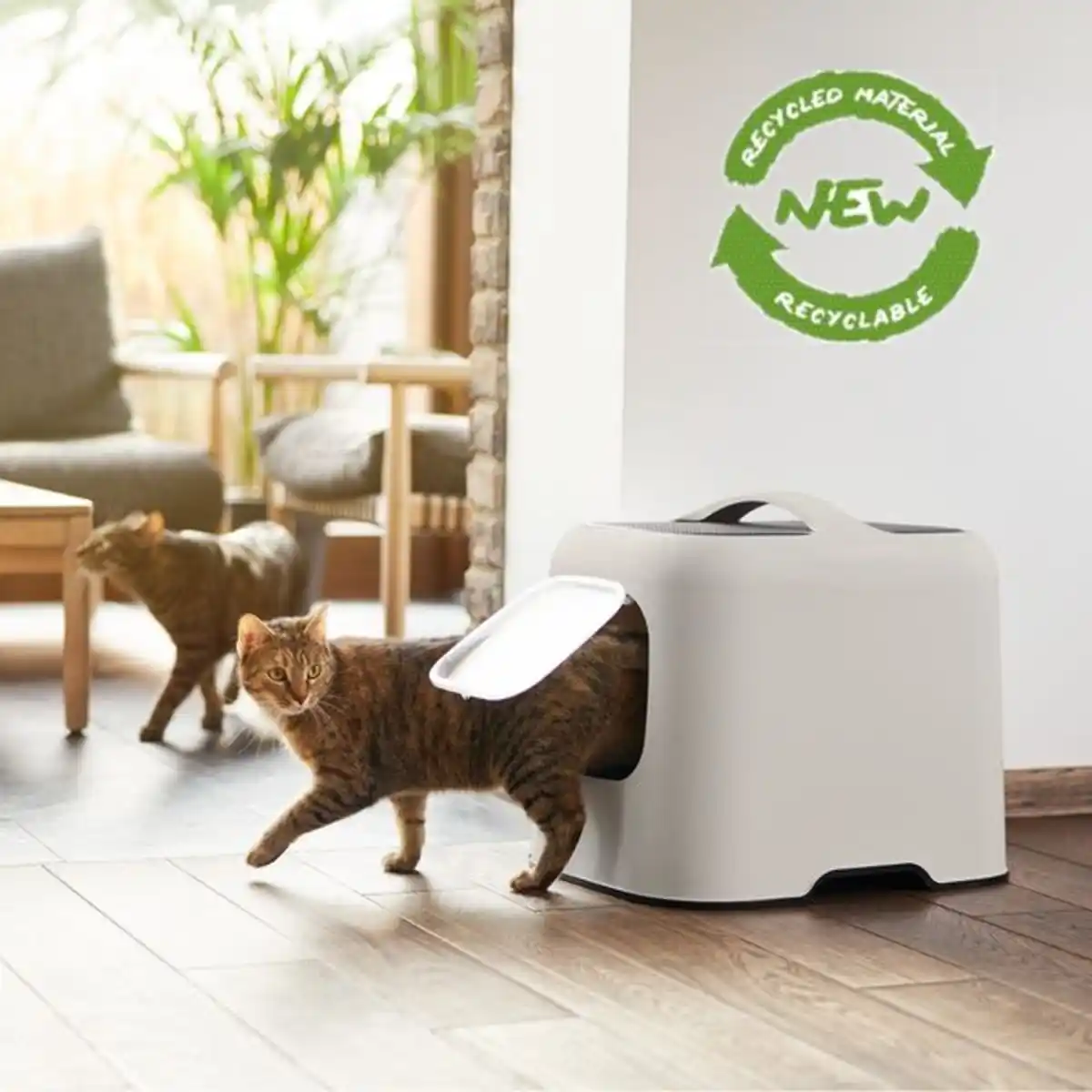 Bild 2 von MyPet Biala Katzenklo mit Haube und Schaufel, cappuccino/anthrazit, recycletes Material