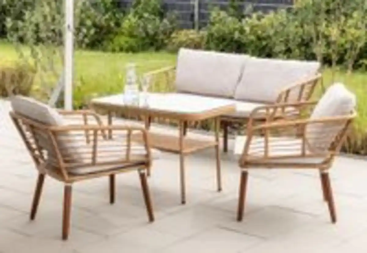Bild 2 von 11tlg. Lounge-Set  ASTI aus Aluminium und Rope-Geflecht inkl. Polsterauflage - Beige
