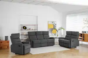 3tlg. Polstergarnitur mit 5 Relaxfunktionen - Dunkelgrau