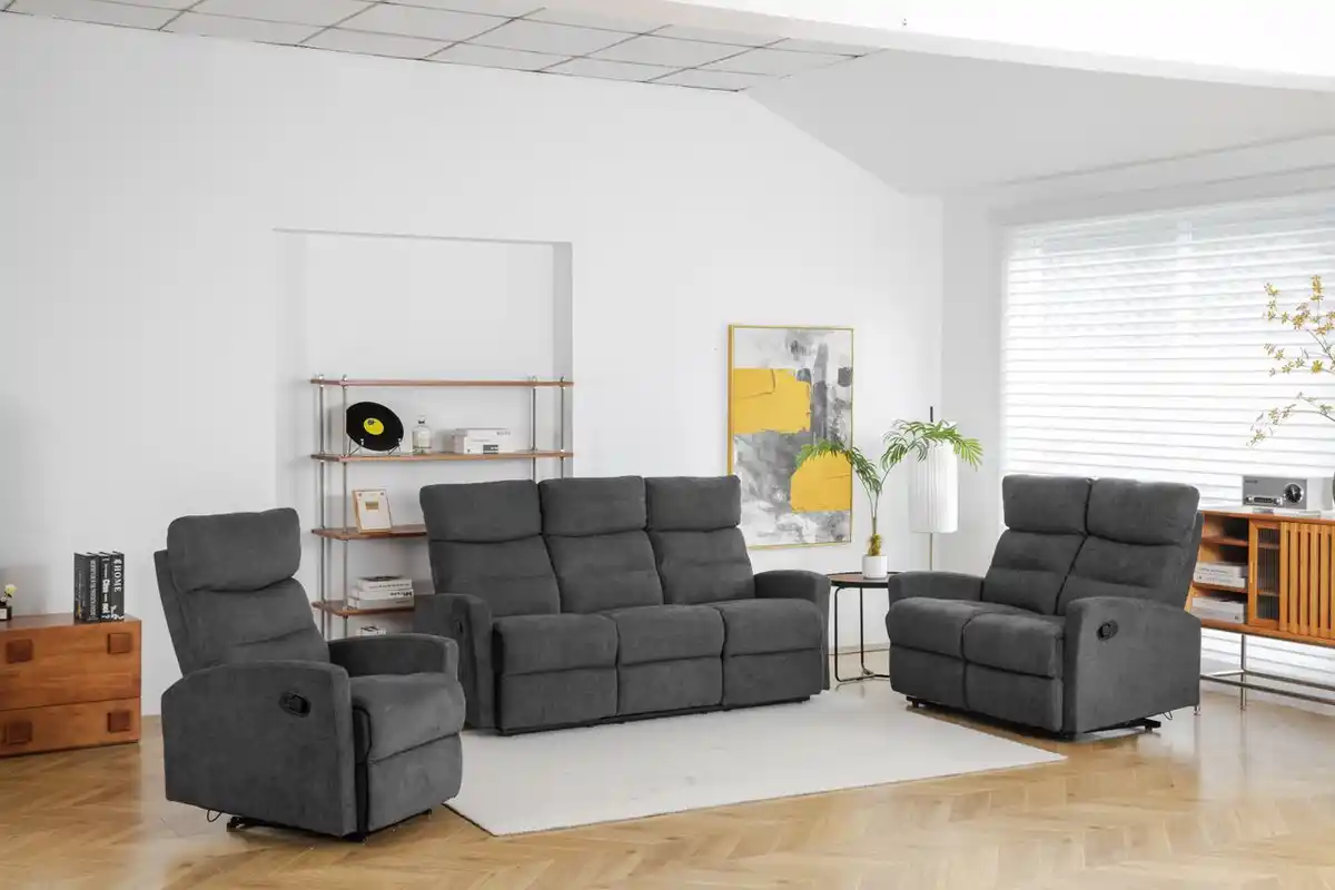Bild 1 von 3tlg. Polstergarnitur mit 5 Relaxfunktionen - Dunkelgrau