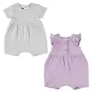 Bild 1 von LILY & DAN Baby Sommer Strampler 2er-Set, Lila/Grau, 62/68