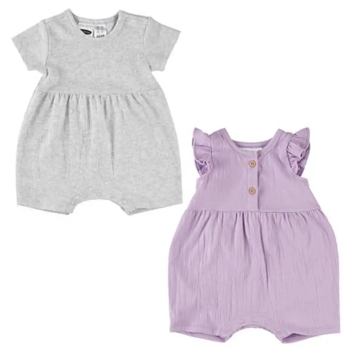 Bild 1 von LILY & DAN Baby Sommer Strampler 2er-Set, Lila/Grau, 62/68