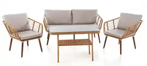11tlg. Lounge-Set  ASTI aus Aluminium und Rope-Geflecht inkl. Polsterauflage - Beige