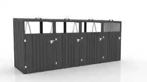 4er Mülltonnenbox aus verzinktem Stahl, ca. 320 x 80 x 122 cm - Anthrazit