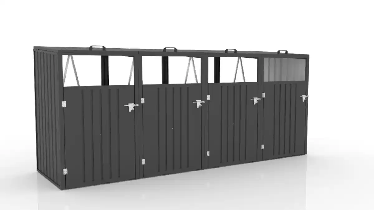 Bild 1 von 4er Mülltonnenbox aus verzinktem Stahl, ca. 320 x 80 x 122 cm - Anthrazit
