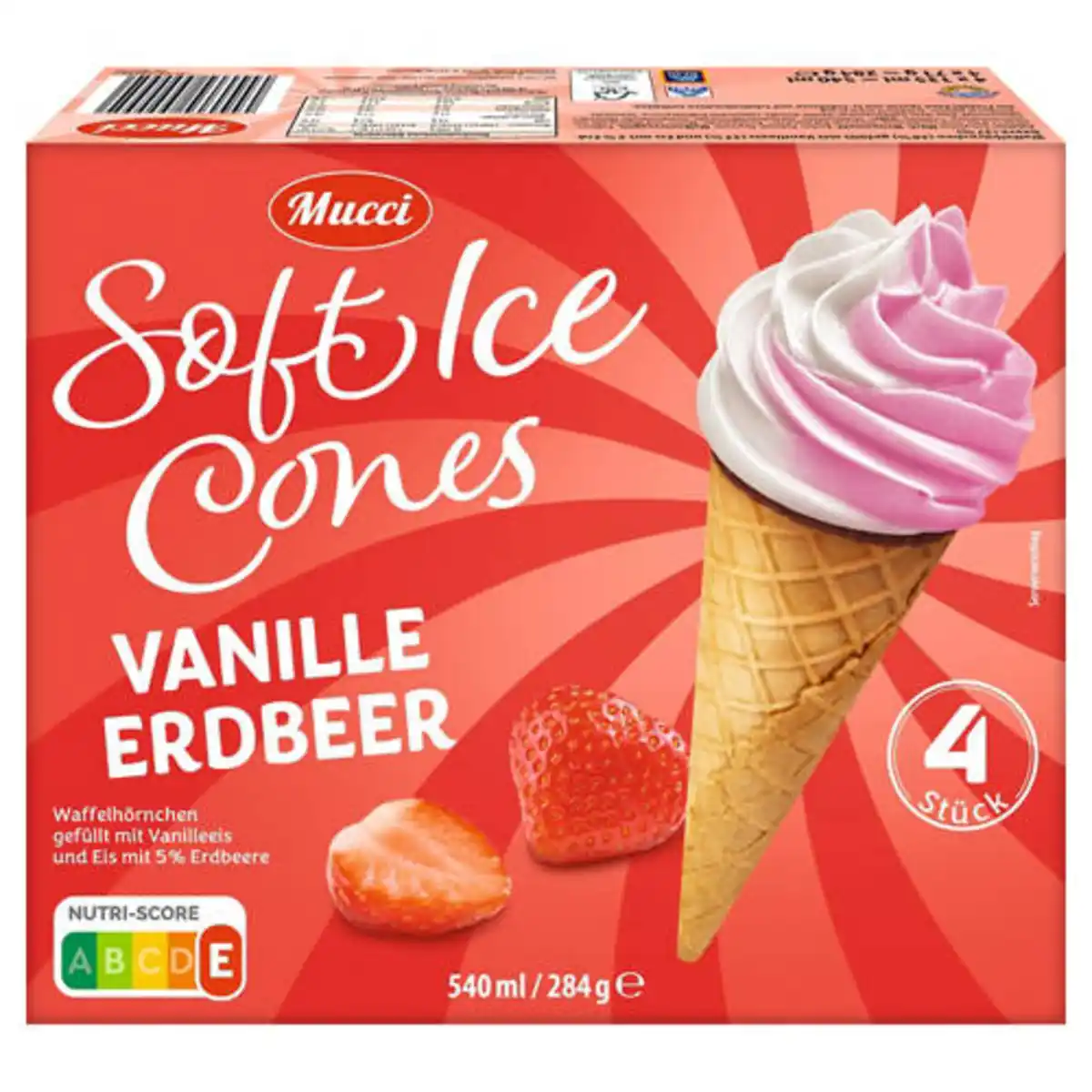 Bild 1 von MUCCI Soft Ice Cones 540 ml, Vanille-Erdbeere