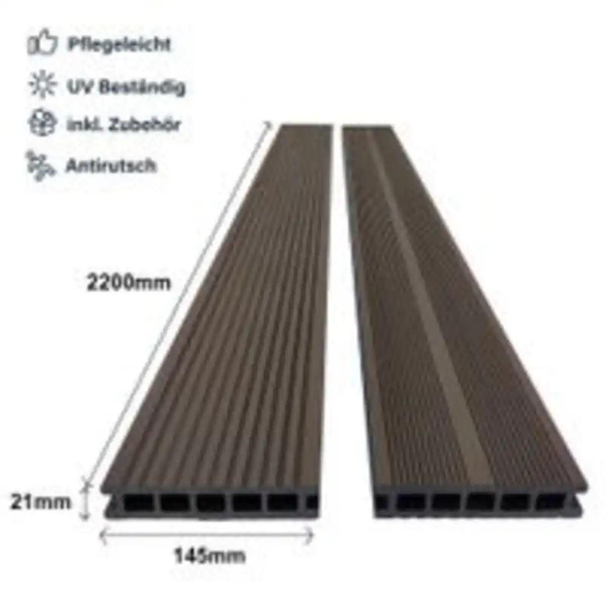 Bild 2 von 1m² WPC Terrassendiele mit Zubehör – Braun