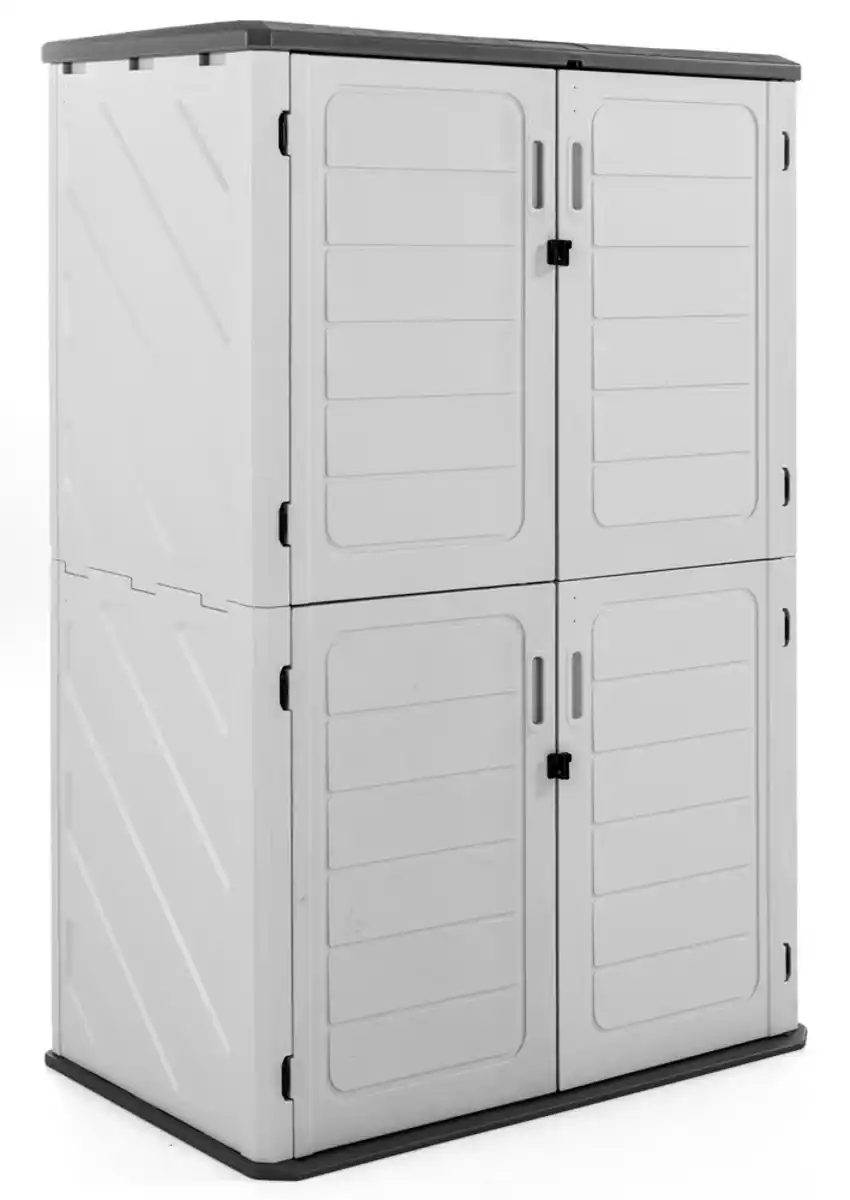Bild 1 von Gartenschrank /Universalschrank / Aufbewahrungsschrank ,ca.130 x 75 x 19 0cm - Weiß/Grau