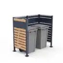 Bild 1 von XXL Mülltonnenverkleidung für 2 Mülltonnen aus Edelstahl, ca. 325 x 150 x 5 cm - Anthrazit/Holzoptik