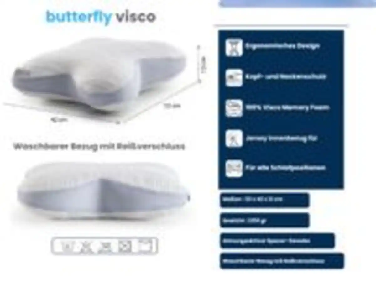Bild 3 von AH Butterfly Visco Komfortkissen für Seiten- und Rückenschläfer – 53x42 cm