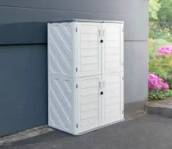Bild 2 von Gartenschrank /Universalschrank / Aufbewahrungsschrank ,ca.130 x 75 x 19 0cm - Weiß/Grau