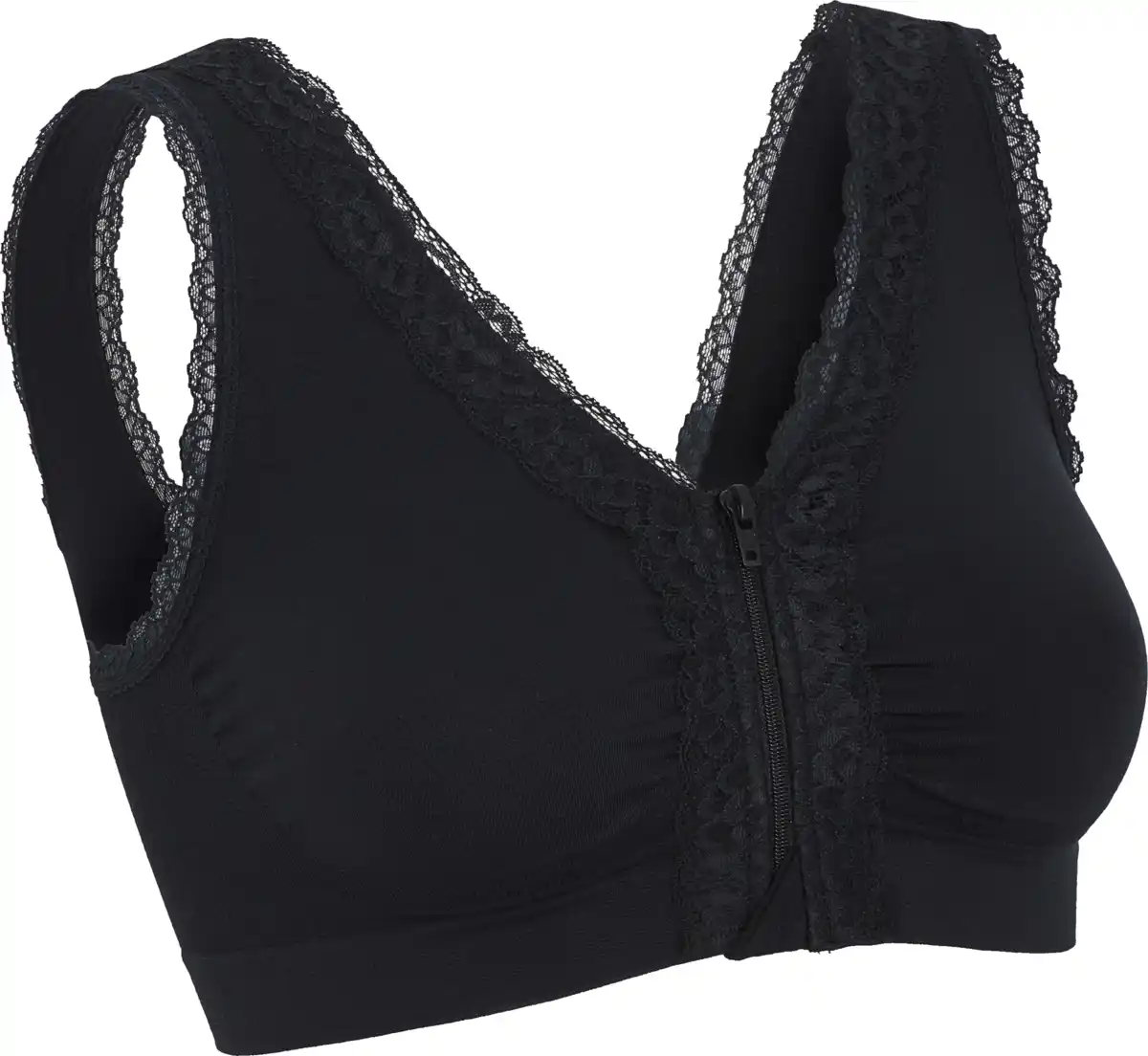 Bild 1 von IDEENWELT Komfort Bustier mit Zipper & Spitze schwarz Gr. 3XL