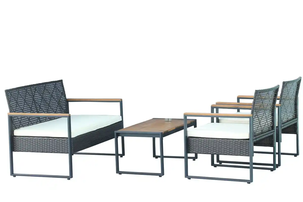 Bild 1 von 7tlg. Gartenmöbel-Set Bistrotisch mit 2 Stühlen und 1 Bank in Rattanoptik
