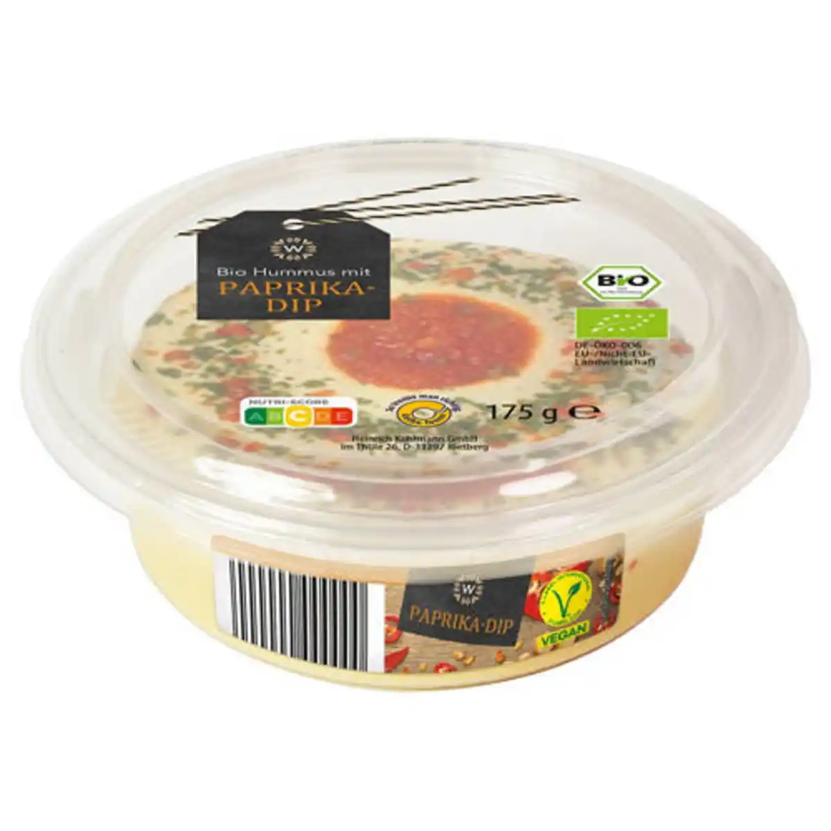 Bild 1 von WONNEMEYER Bio-Hummus mit Topping 175 g, mit Paprika-Dip