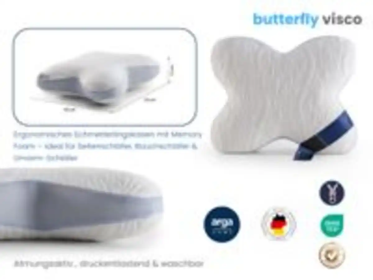 Bild 4 von AH Butterfly Visco Komfortkissen für Seiten- und Rückenschläfer – 53x42 cm