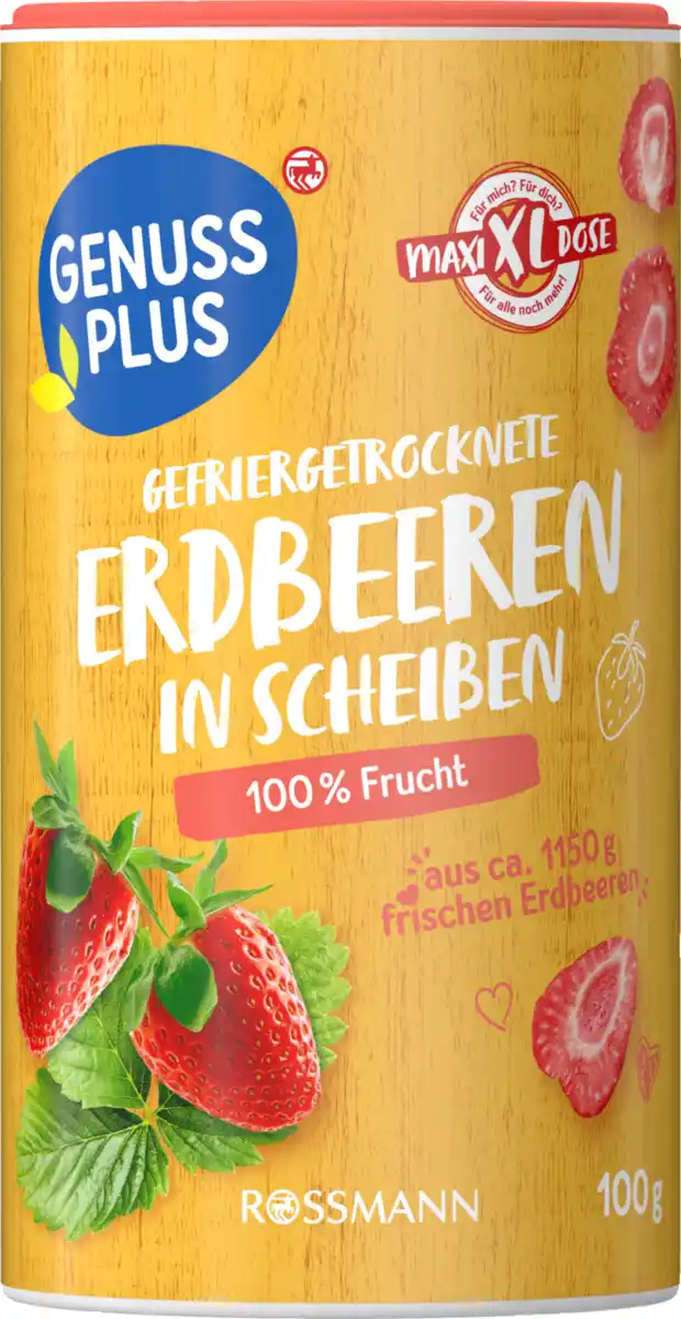 Bild 1 von GENUSS PLUS gefriergetrocknete Erdbeeren in Scheiben, 100 g