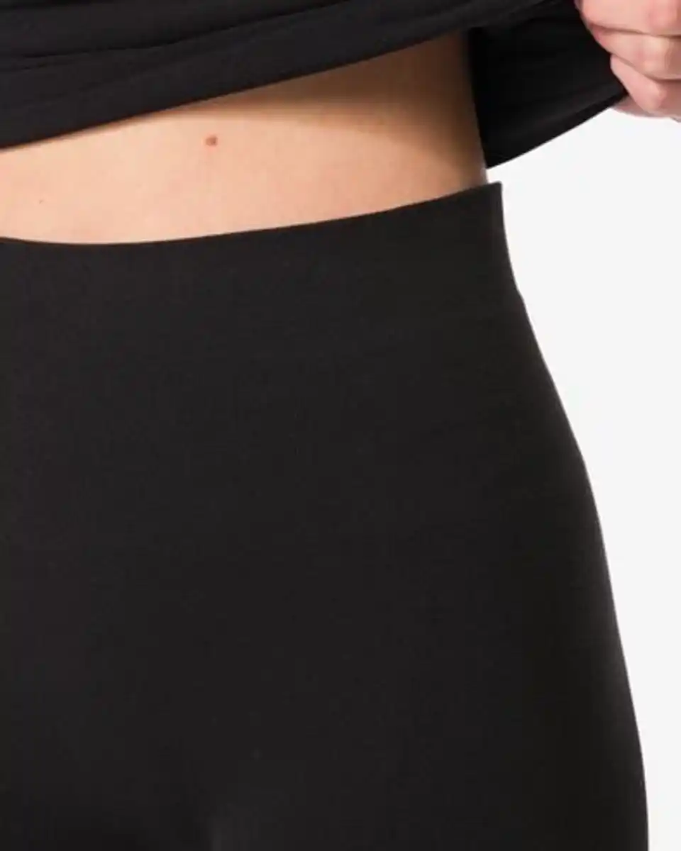 Bild 1 von Figurfreundliche Radlerhose mit hoher Taille, leicht figurformend, Baumwolle schwarz