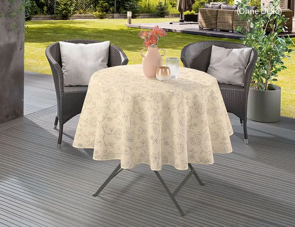 Bild 1 von Gartentischdecke Emden Ranke Beige Ø130cm