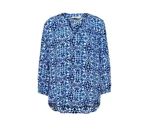 Bedruckte Tunika-Bluse, blau