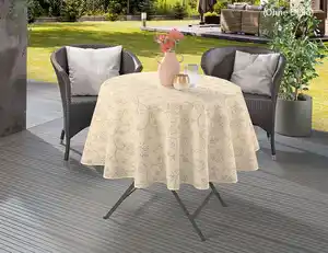 Gartentischdecke Emden Ranke Beige Ø160cm