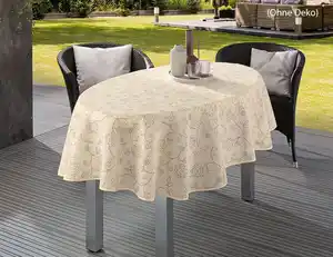 Gartentischdecke Emden Ranke Beige oval 140x190cm