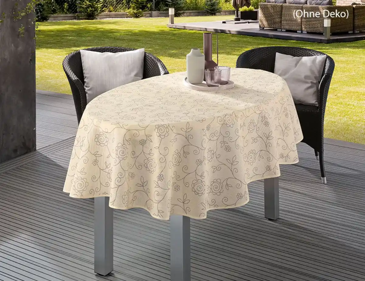 Bild 1 von Gartentischdecke Emden Ranke Beige oval 140x190cm
