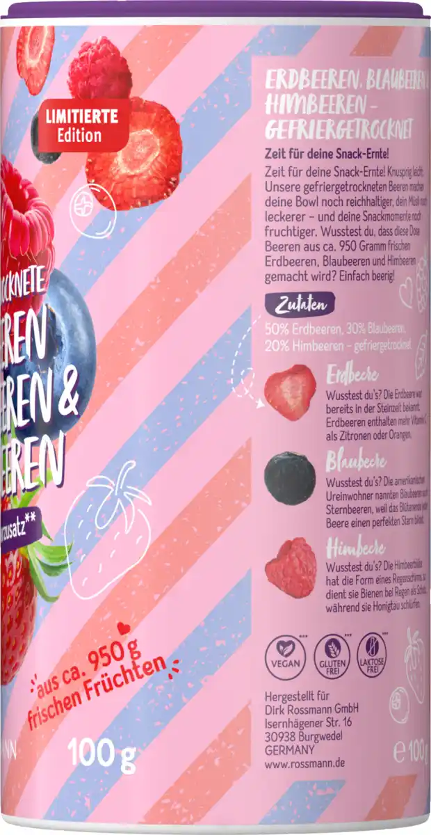 Bild 3 von GENUSS PLUS Gefriergetrocknete Erdbeeren, Blaubeeren & Himbeeren, 100 g