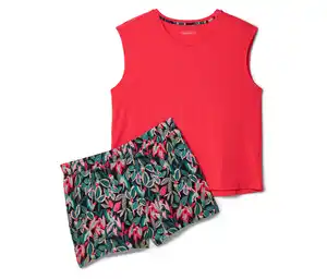Shorty-Pyjama-Set, flamingorot/schwarz