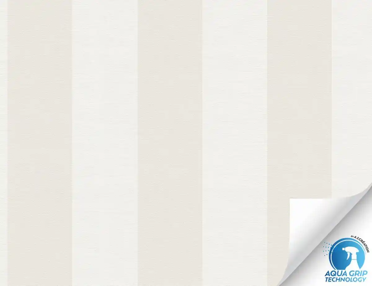 Bild 1 von Vorgeleimte Vliestapete Streifen Weiß, Beige