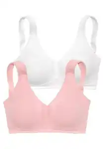 petite fleur by Lascana Soft-BH (Packung, 2 Stück) ohne Bügel, Baumwolle – auch ideal für große Größen, bequemer BH