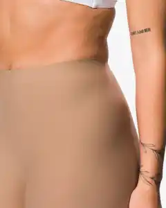 Damen-Radlerhose mit hohem Bund mittelstark figurfreundlich Elasthan Flachnähte hellbraun
