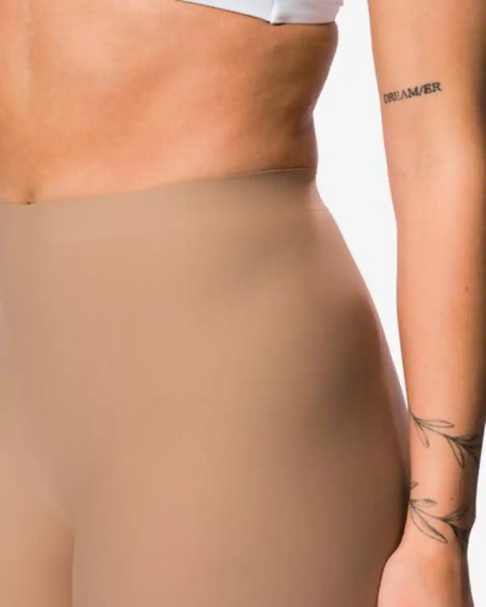 Bild 1 von Damen-Radlerhose mit hohem Bund mittelstark figurfreundlich Elasthan Flachnähte hellbraun