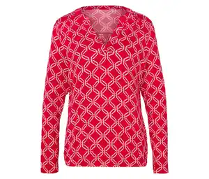 Bedrucktes Blusenshirt, rot-weiß