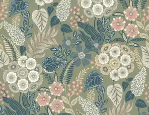 Vliestapete Floral Vintage Grün