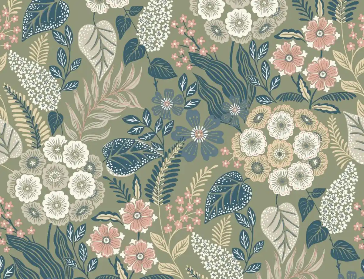 Bild 1 von Vliestapete Floral Vintage Grün