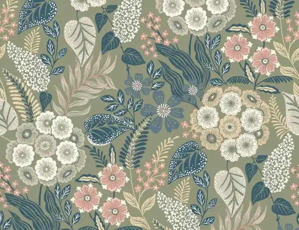 Bild 1 von Vliestapete Floral Vintage Grün